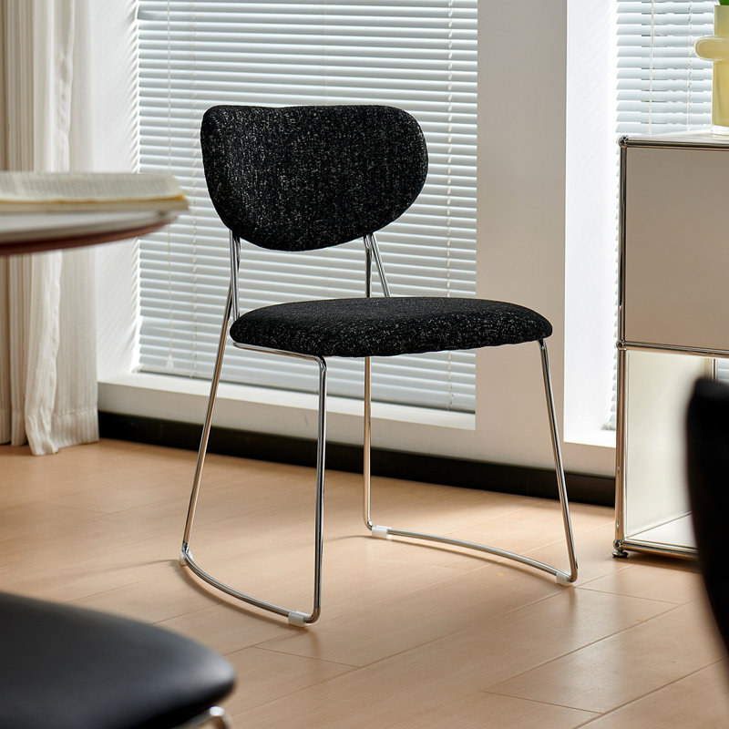 Chaise d'appoint noire à dossier solide (ensemble de 2), Black