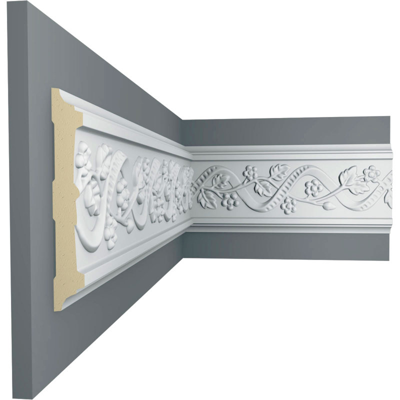 Rail de chaise floral H 4 1/4 po x P 3/4 po x L 94 1/2 po (répétition 8 3/4 po)