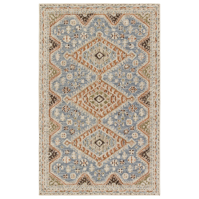 Tapis bleu / brun fait à la main Murphie, Rectangle de 10 pi x 14 pi