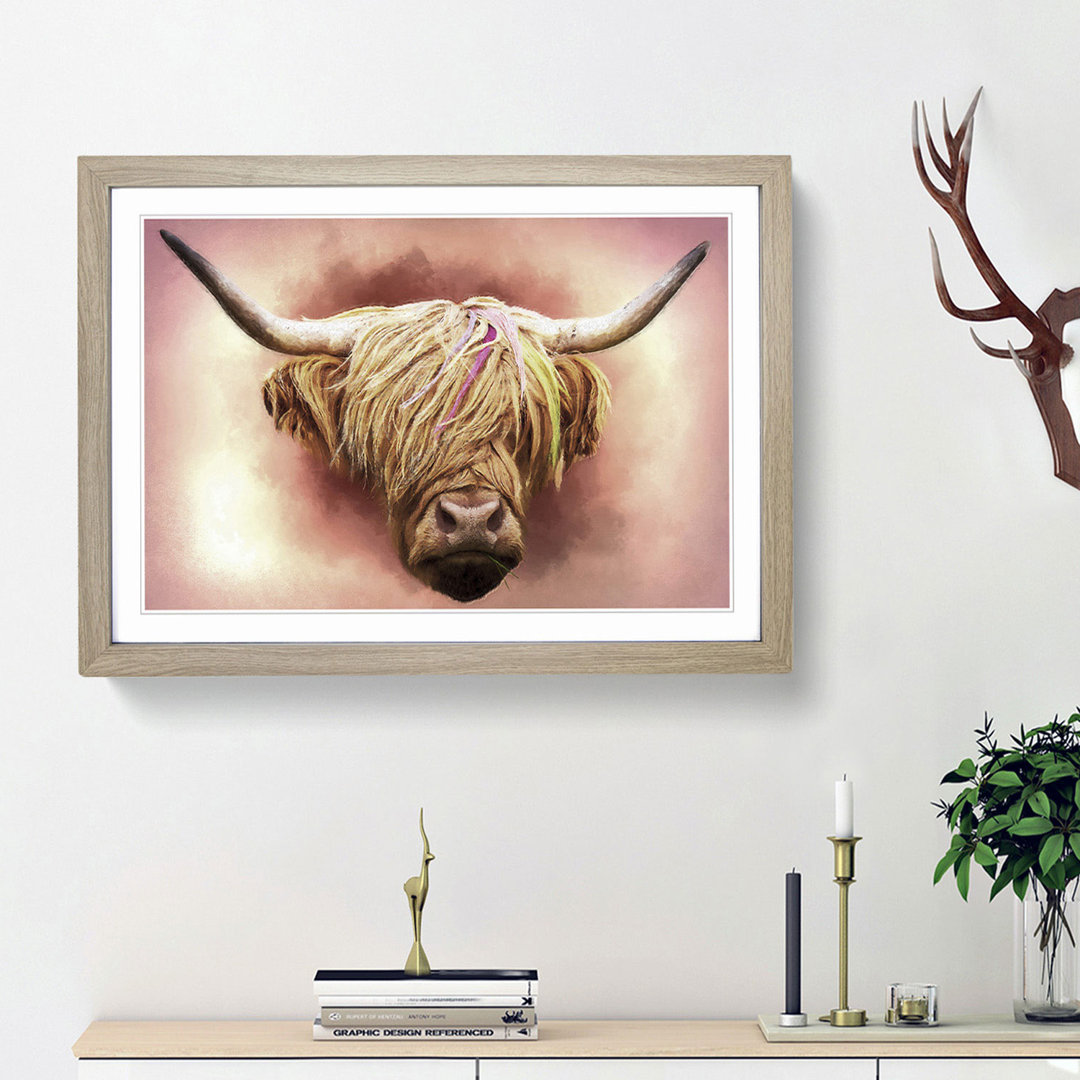 Head of a Highland Cow in Abstract by Adam BG - Picture Frame Painting Print