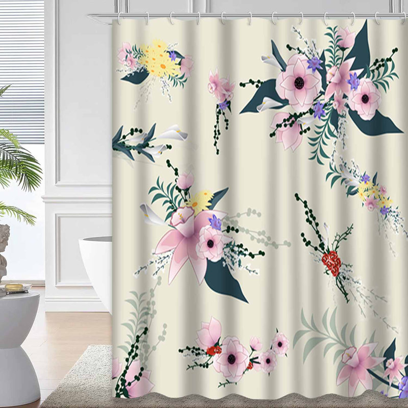 Rideau de douche avec 12 crochets Modern Anemone, L 72 po x l 72 po