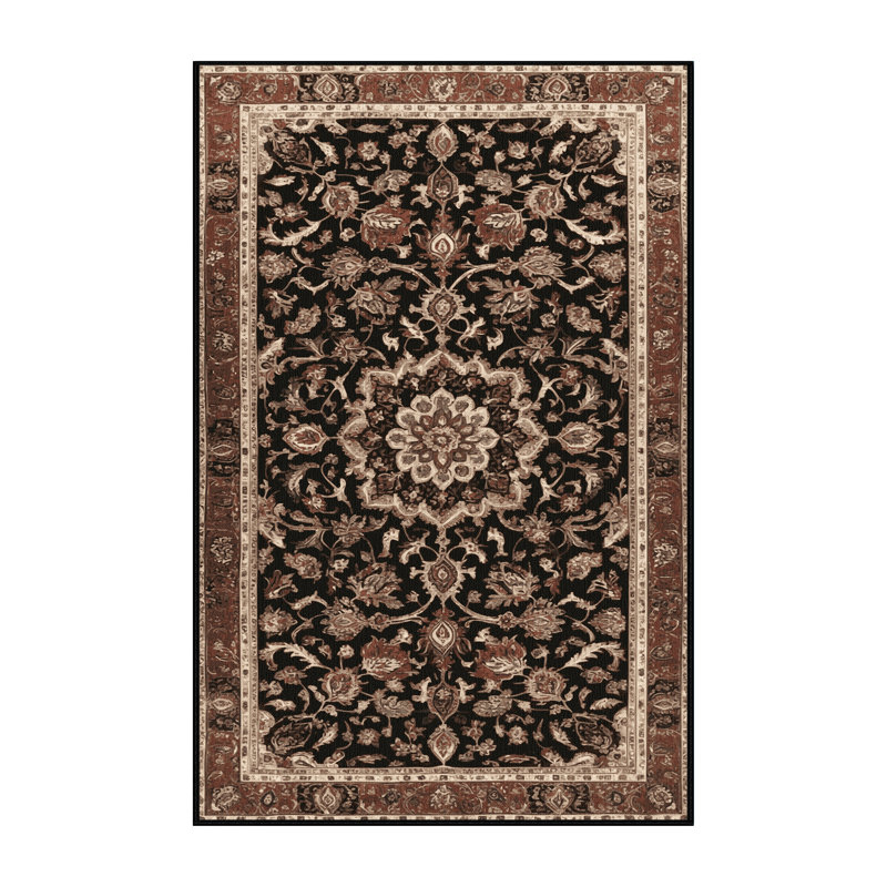 Tapis brun lavable à la machine, Rectangulaire 3 pi x 5 pi