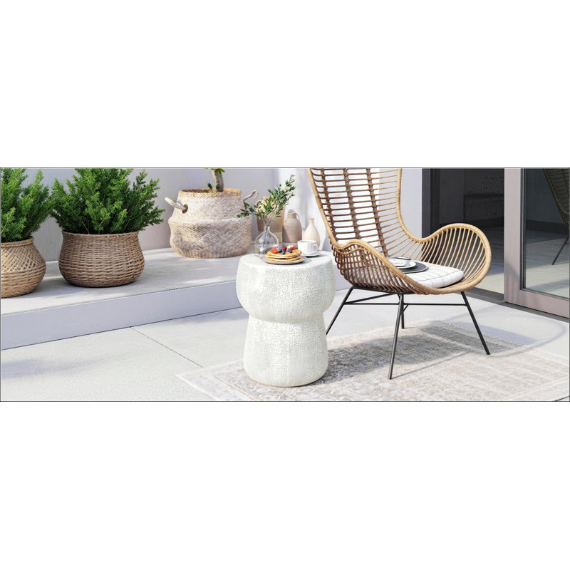 Table d'appoint d'extérieur moderne en béton avec texture craquelée unique pour le jardin et la cour, Gris