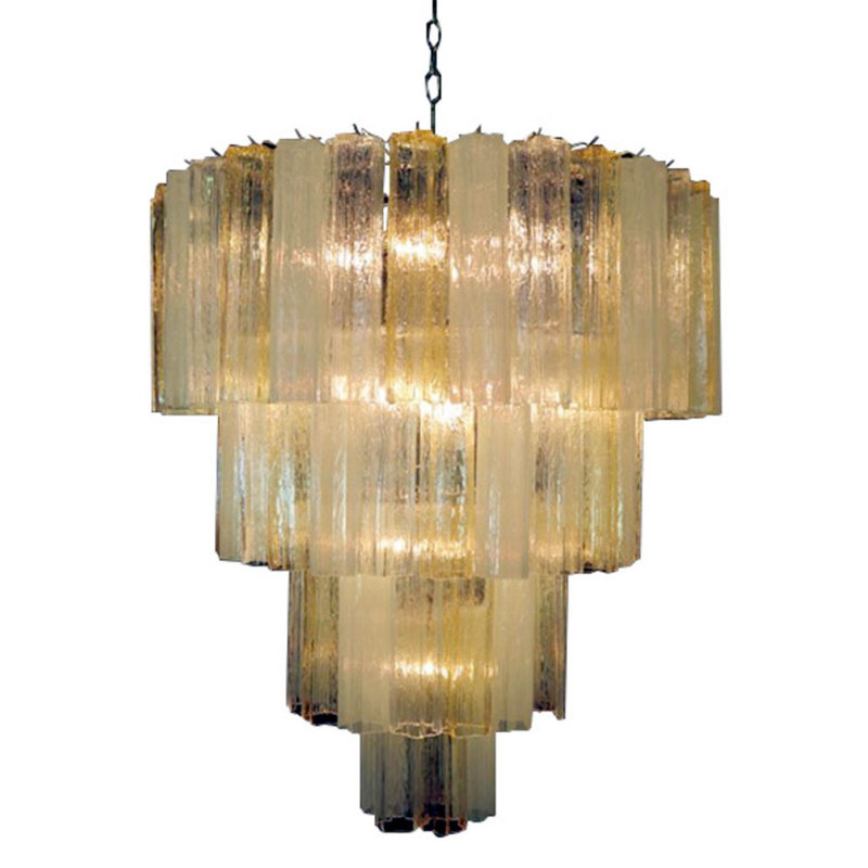 Lustre carré en cristal Crystal, Chrome, Cognac, H 56 po x l 26 po x P 26 po