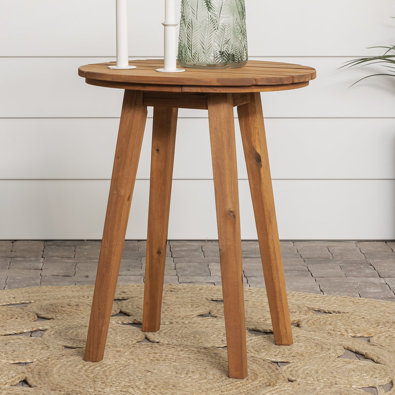 Round Acacia Outdoor Side Table , 20'' in. W in. D, Brown