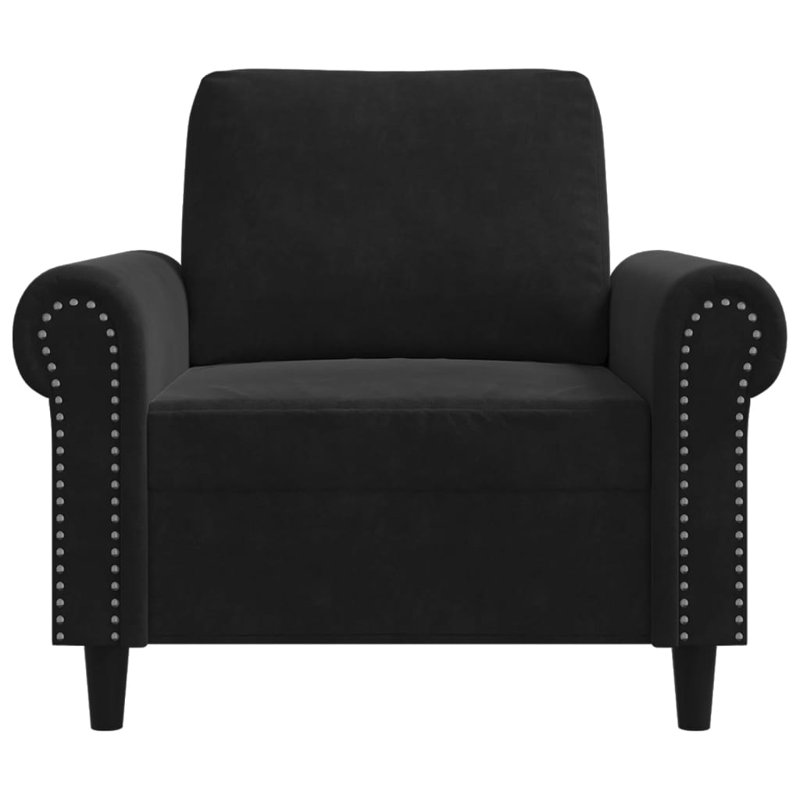 Fauteuil rembourré Kurucz, 100 % polyester noir