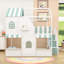 Lit superposé en bois avec escalier de rangement et tablettes-129879507