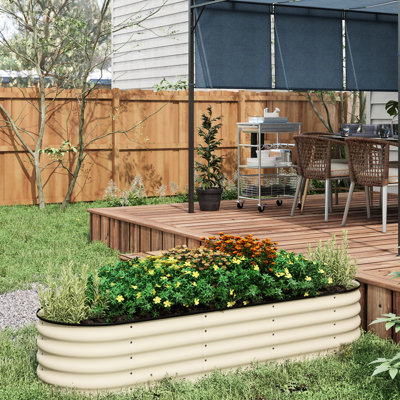 Galvanized Raised Garden Bed Kit By , 6.5' X 2' 1.4', Cream. Metal Elevated Planter Box With Edging. Ideal For Flowers, Herbs & Veggies. Easy To Assemble. Self-Draining. Steel Construction. 76.75" L