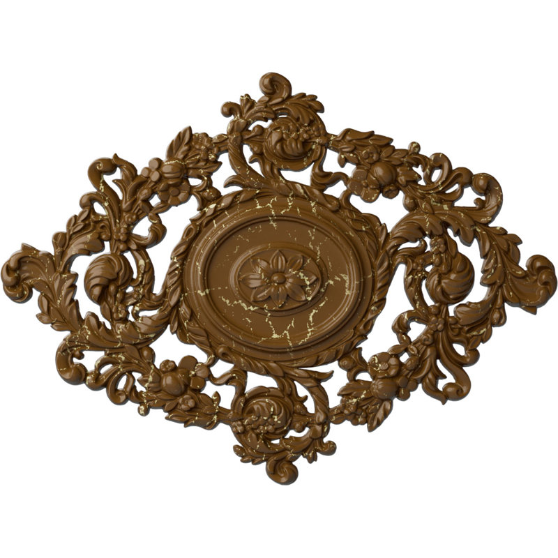 Médaillon de plafond Endurathane Katheryn, l 22 1/2 po x H 30 3/8 po x P 1 1/2 po, finition craquelée topaze fumée peinte à la main
