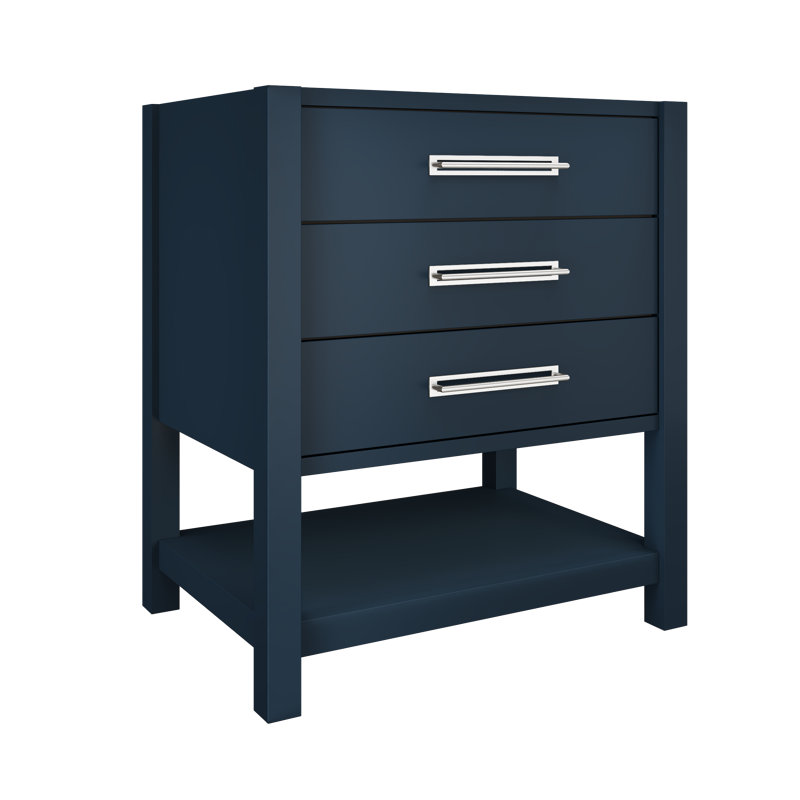 Kiawah Three-Drawer Single Bath Vanity, Hague Blue, Polished Chrome, 30"