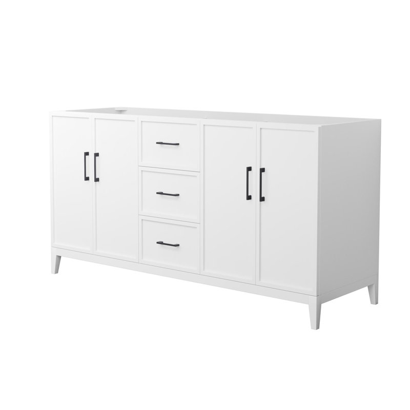 Elan 65'' W Double Bathroom Vanity Base, White/Matte Black