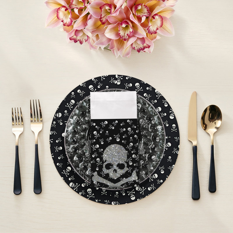 Crossbones Large Cotton Sateen Dinner Napkins