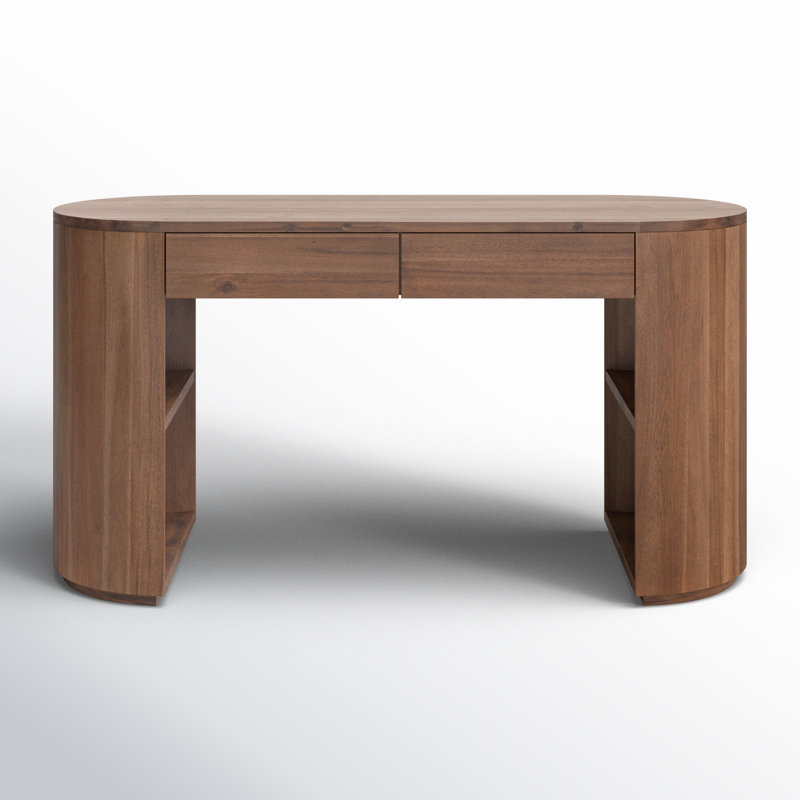 Pilar Solid Wood Writing Desk, Caramel Brown