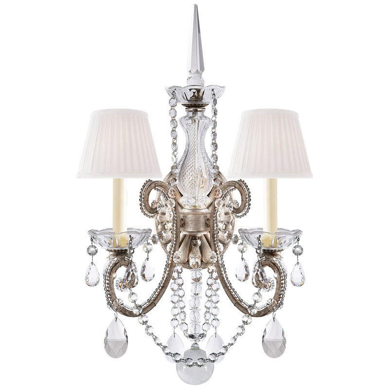 Ralph Lauren Adrianna 2 Light Candle Wall Light, Antique Silver Leaf