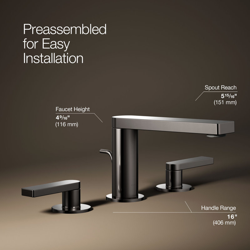 Composed Widespread Bathroom Faucet with Drain Assembly, Vibrant Titanium