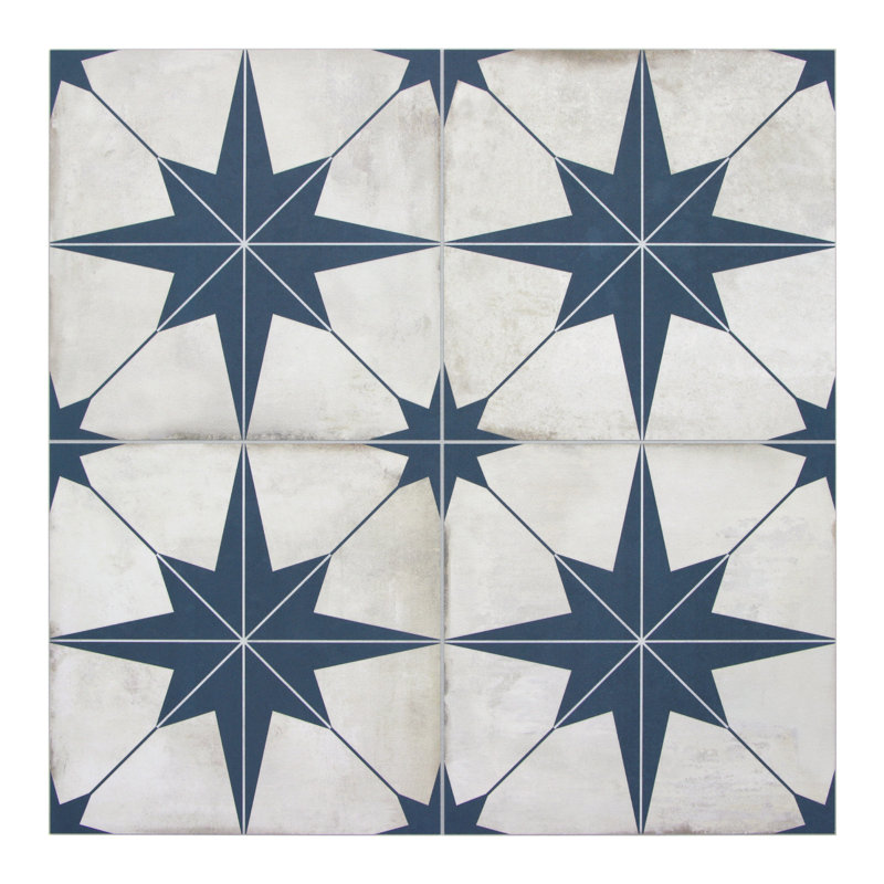 Carrelage mosaïque composite 12 po x 12 po, Étoile bleue