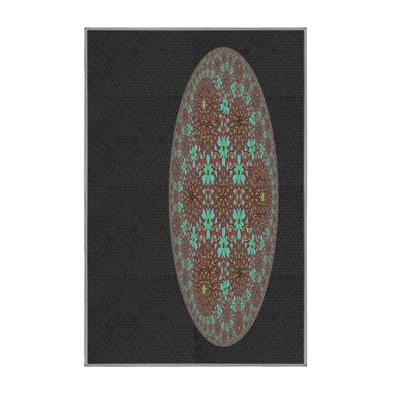 Tapis vert clair / orange / noir Power Loom, Rectangle 5 pi x 7 pi