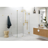 Illume 46 in. x 35 in. x 78 in. 90-degree Fully Frameless Wall Hinged Glass Shower Enclosure