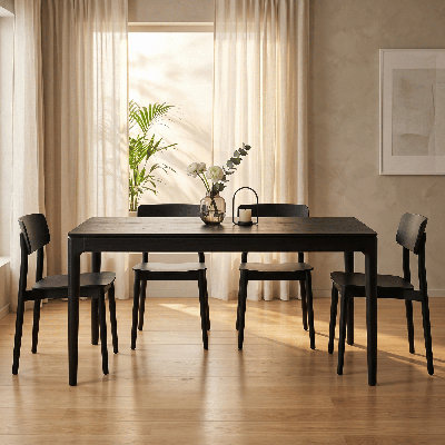  Mingle 55 Inch Modern Design, Rectangular Dinner Table for Dining Room, Living Room Furniture, Effortless Assembly, Burnt Black