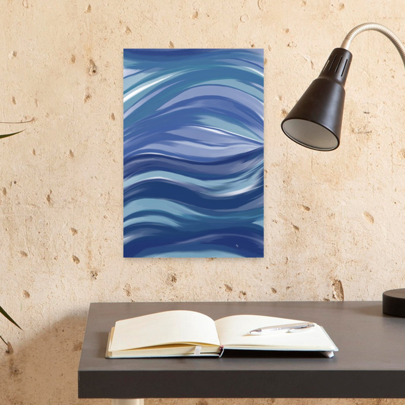 Fluid Ocean Waves Abstract Modern Serene Ocean Wall Art Print 1 Piece Wrapped Canvas Wall Art, 45.72cm H x 30.48cm W