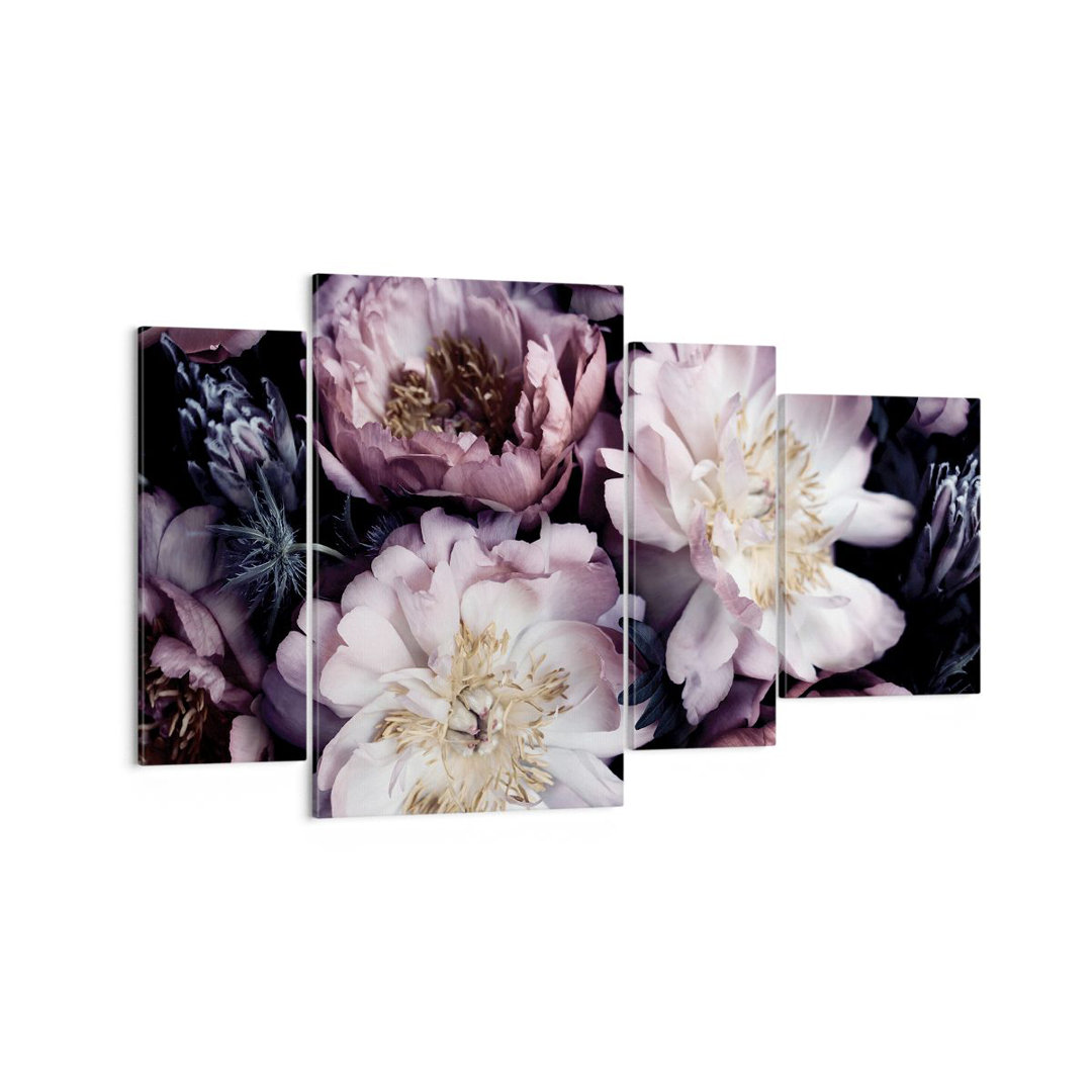 4-tlg. Leinwandbilder-Set Peonies Violet Flowers