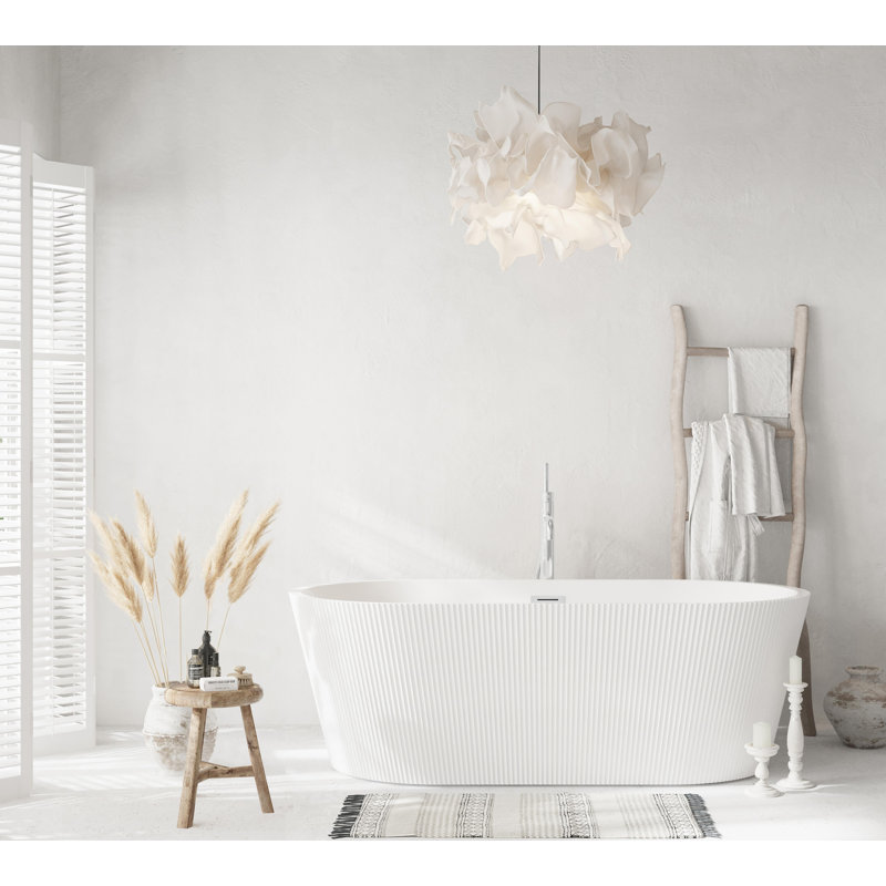 67 Inch Bathtub in Glossy White with Trim, Chrome