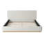 Grand lit tapissier en velours blanc avec cadre en bois de style nordique et contemporain-1331944754