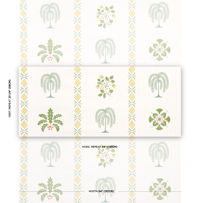 Willard House Stencil Wallpaper, Green
