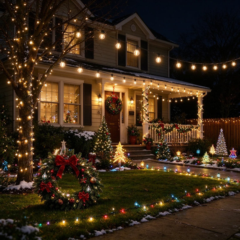 37 - Bulb 1200 in. Outdoor Plug-in LED String Lights