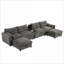 Canapé modulaire en forme de U 6 places avec repose-pieds de rangement, console, USB | Chenille 30 po de large pour salon | Gris clair, chenille-927379726