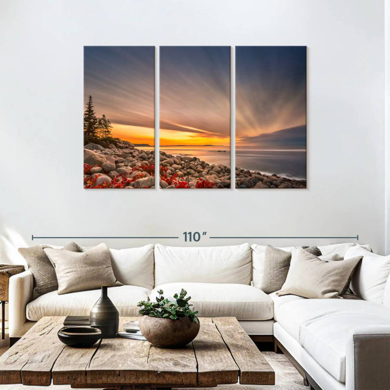 Coucher de soleil doré Gillard à Boulder Beach, H 48 po x l 74 po