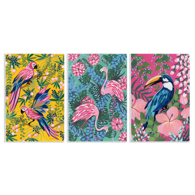  "Tropical Birds & Botanicals", ensemble d'art sur plaque murale par Yvette St. Amant, H 15 po x l 10 po