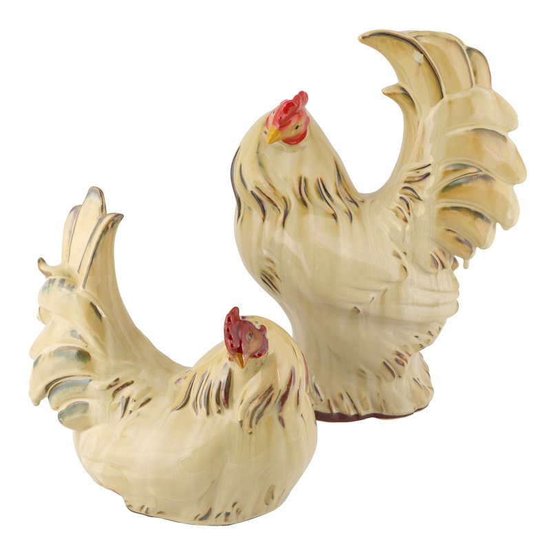 Ensemble de figurine 2 pièces perché poulets