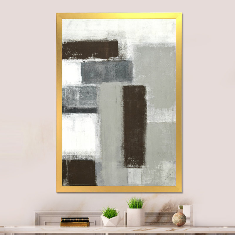 Art moderne gris et bleu II 2FDP47742, H 36 po x l 24 po x 1 po, Or