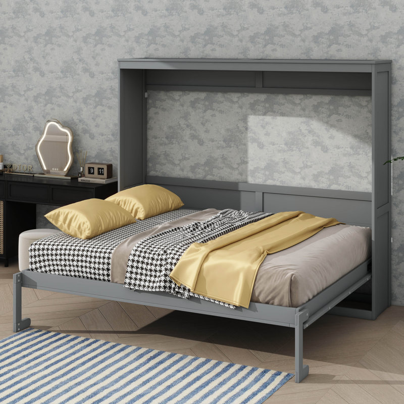 Grand lit escamotable mural, Gris, Grand lit