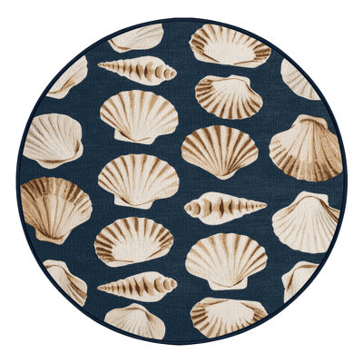  Washable Shell Clusters Hawaiian Area Rug