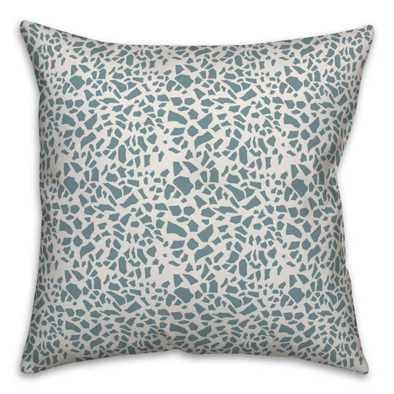  Coussin Dash, 20 po x 20 po, Blanc / motif géométrique bleu 2