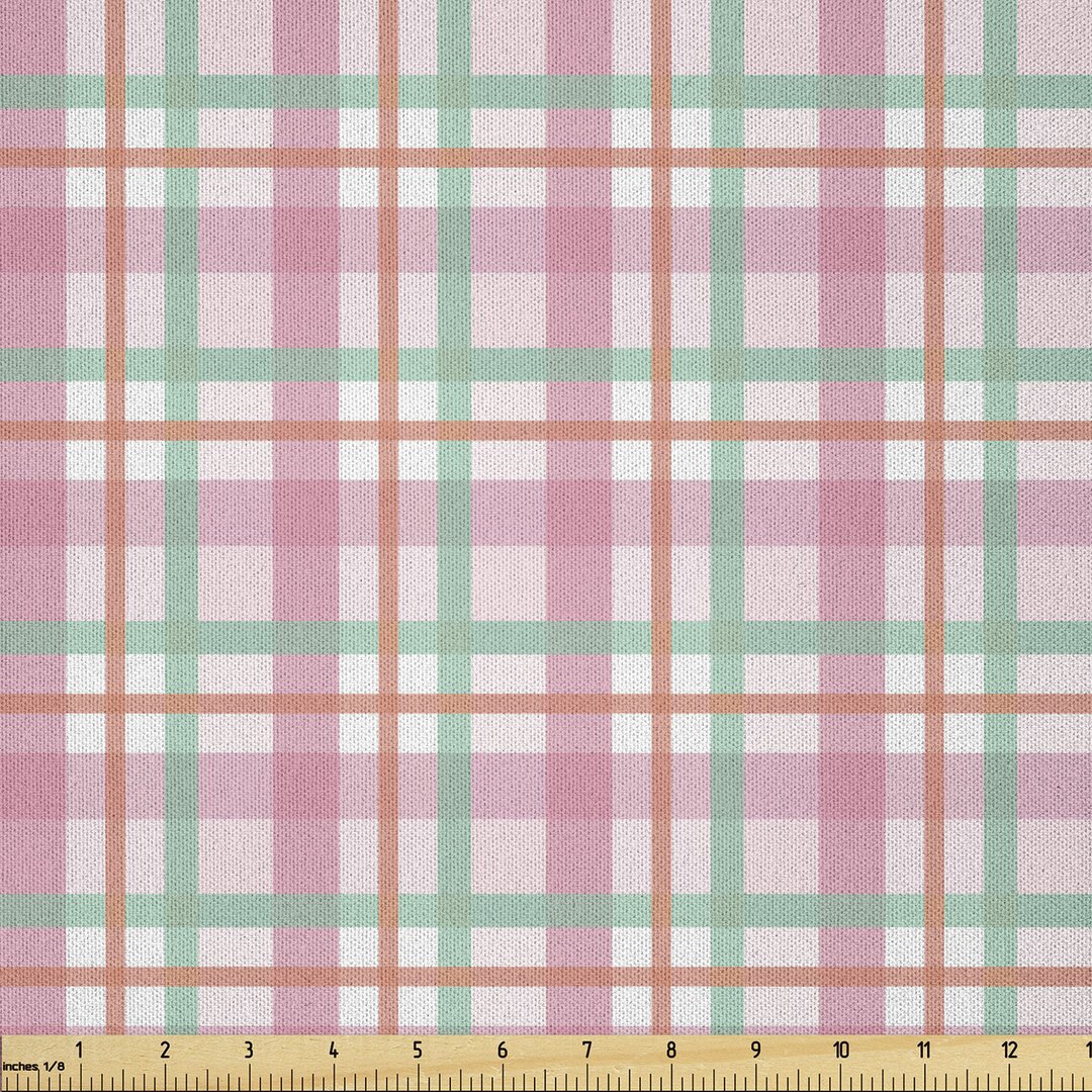 Stoff als Meterware, Pastellfarbe Checkered, Abstrakt, Mint Salmon Pale Pink