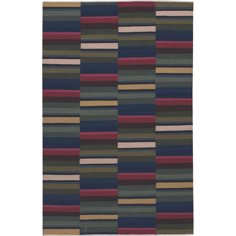 Bajulal Hand-Woven Wool Blue/Green/Pink Area Rug