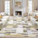 Modern Geometric Machine Washable Rug with Non-Slip Backing Non-Shedding Contemporary Accent Carpet Soft Low Pile Floor Cover for Living Room
