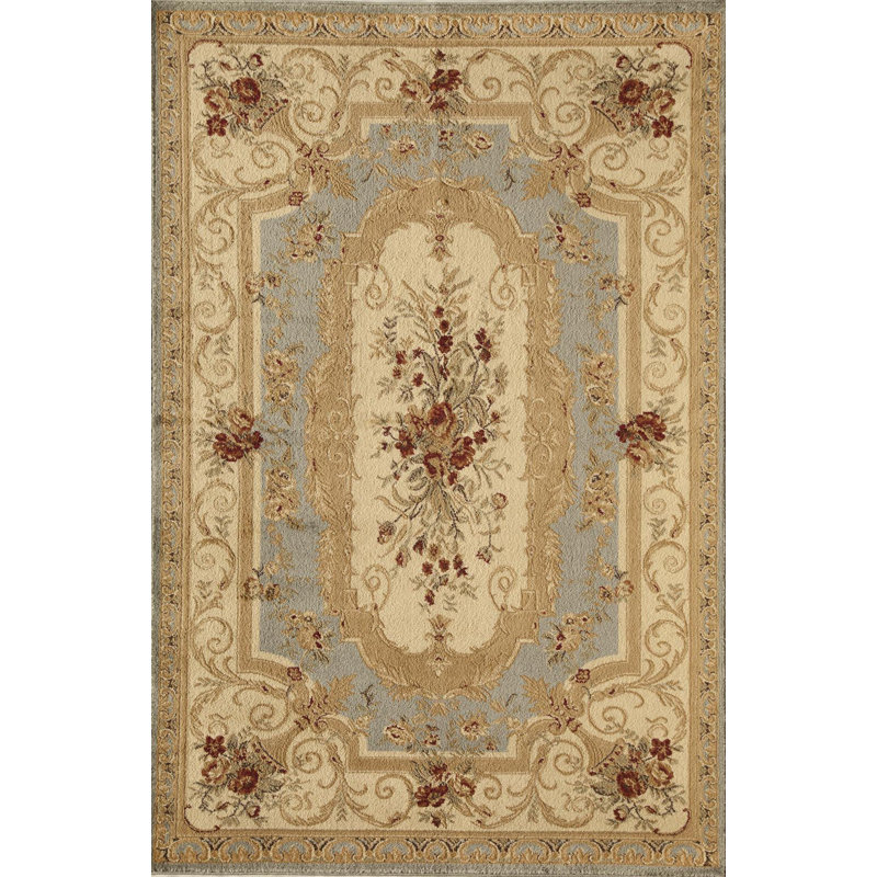 Berghoff Oriental Sky Blue/Yellow Area Rug, Rectangle 6'7" x 9'6"