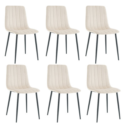 Dining Velvet Chairs Set of 6, Mid Century Modern Kitchen Chairs, Upholstered Dining Chair with Wide Seat & Metal Legs for Dining Room, Living Room, Kitchen