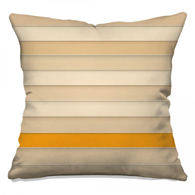 Beige Orange Stripes Double Sided Throw Pillows