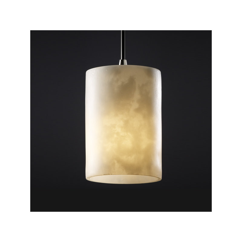 Luminaire suspendu cylindrique unique à 1 lumière Doinel, Nickel brossé, Noir