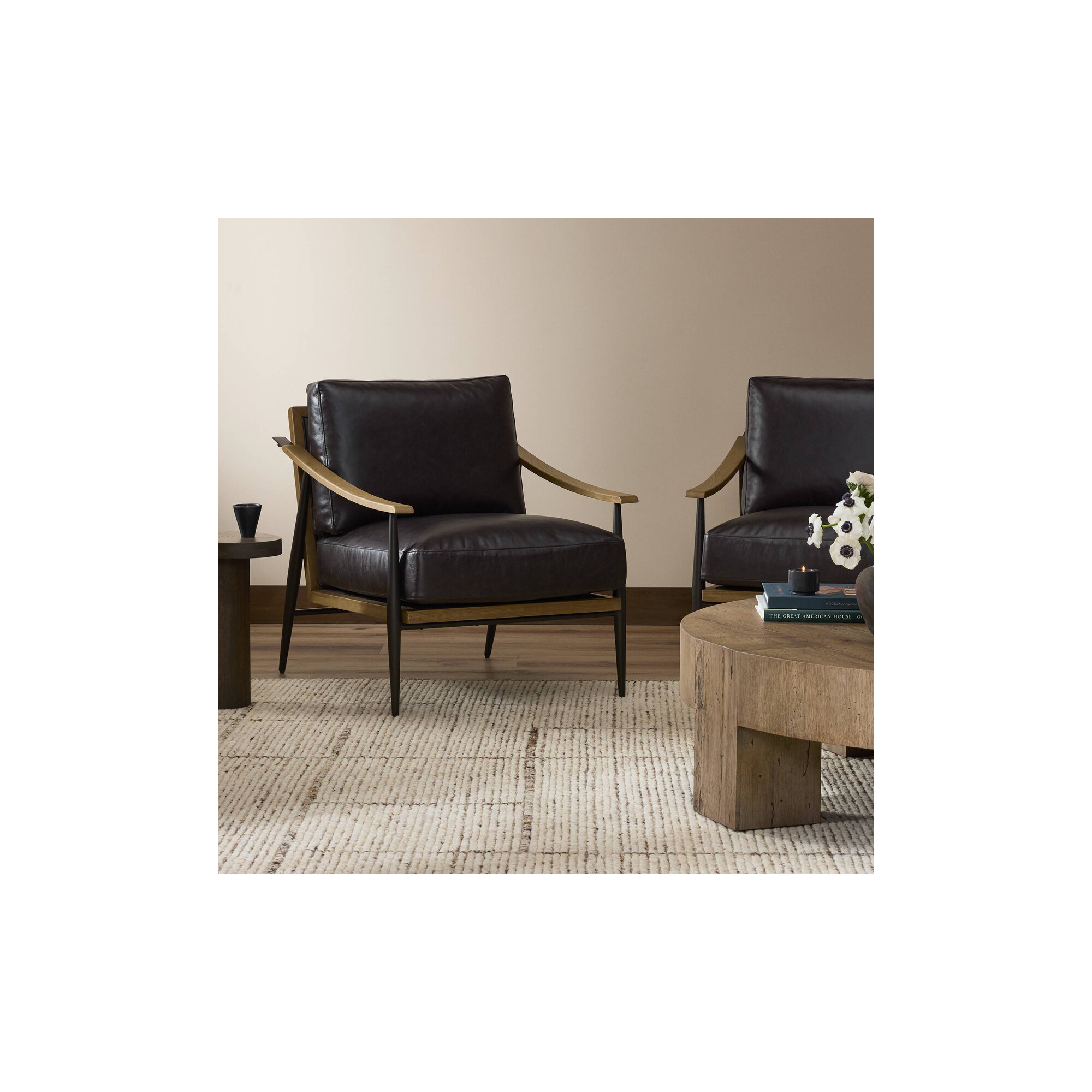 Paralimni Club Armchair, Sonoma Black Genuine Leather