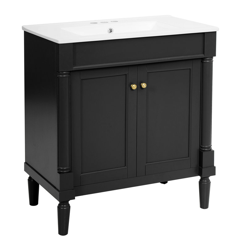 Meuble-lavabo de salle de bain de 76 cm avec lavabo en céramique