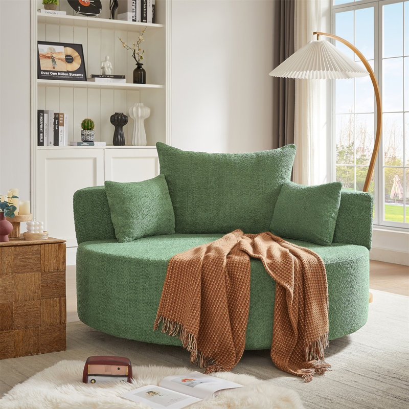 Oversized Swivel Accent Chair, Green, 35.4"H x 56.4"W x 56.4"D