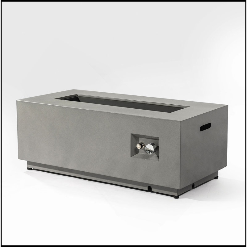 Foyer de table 42 po au gaz propane, foyer rectangulaire en acier de 50 000 BTU avec pare-vent en verre pour patio extérieur - gris
