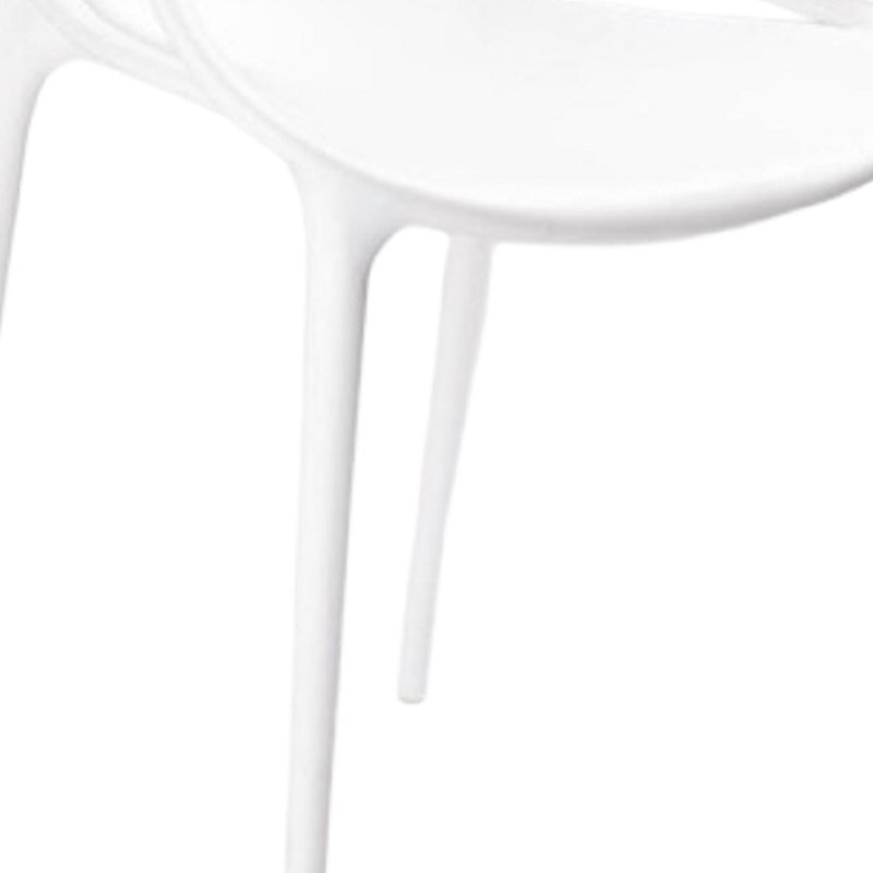 Ensemble de quatre chaises de salle à manger à dossier ouvert en plastique blanc, Blanc