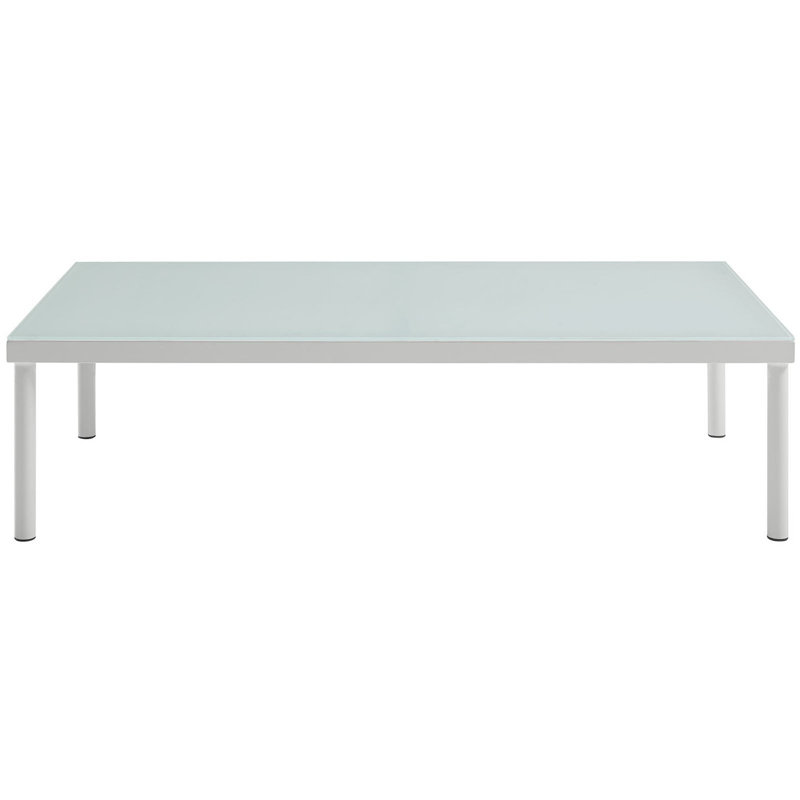 Abertamy Outdoor Patio Aluminum Coffee Table In White